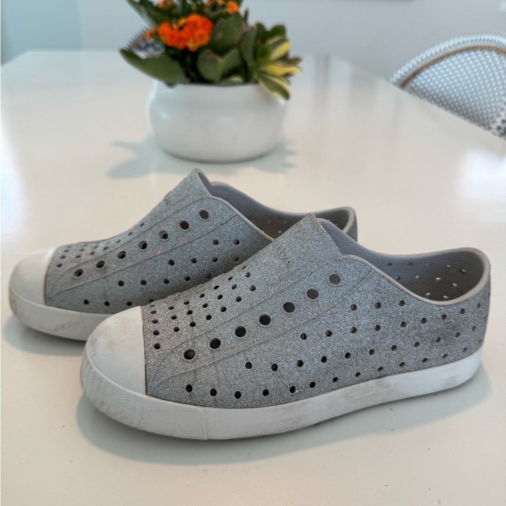 Native Gray Glitter Sneakers Lightweight Slip-On
